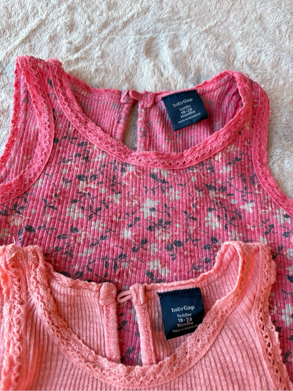 GAP Baby Ribbed Tank Tops in Coral Pink and Peach Floral